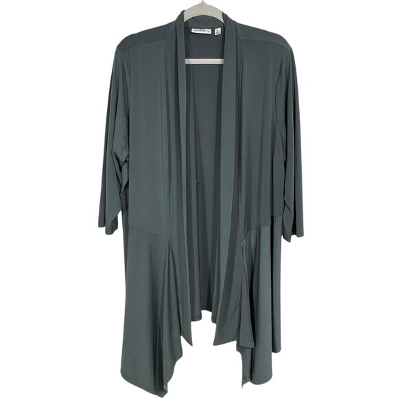 NWOT Susan Graver Liquid Knit Gray Open Front Cardigan Sz 2X Neutral Minimalist - Picture 1 of 9